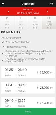 AirAsia BIG app — flight redemption