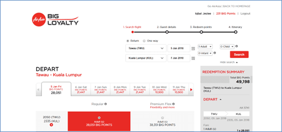 AirAsia BIG website — booking flow