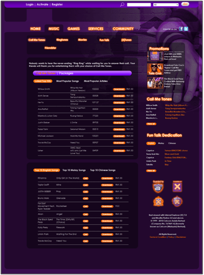 Celcom Call Me Tones website