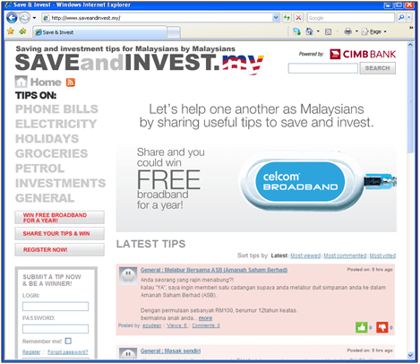 CIMB Save & Invest — tips feed